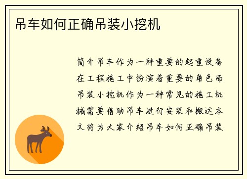 吊车如何正确吊装小挖机