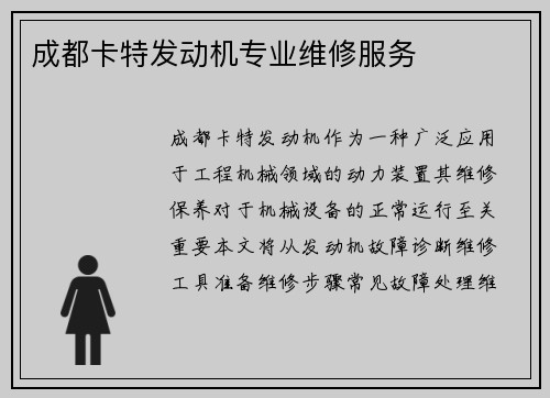 成都卡特发动机专业维修服务